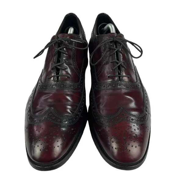 Johnson &amp; Murphy Wingtip Oxford Lace Leather Mens Maroon‎ Shoes Size 11.5