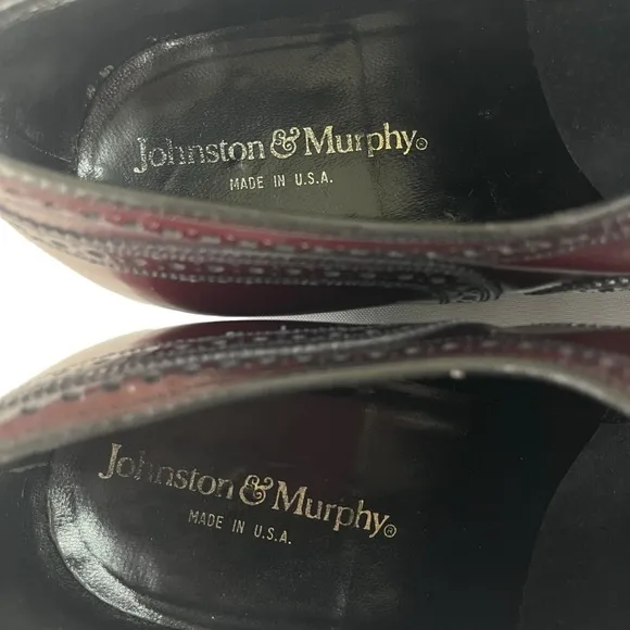 Johnson &amp; Murphy Wingtip Oxford Lace Leather Mens Maroon‎ Shoes Size 11.5