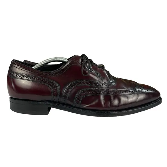 Johnson &amp; Murphy Wingtip Oxford Lace Leather Mens Maroon‎ Shoes Size 11.5