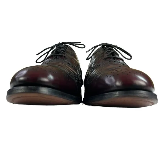 Johnson &amp; Murphy Wingtip Oxford Lace Leather Mens Maroon‎ Shoes Size 11.5