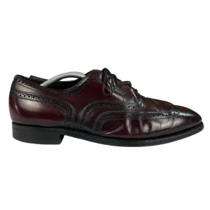 Johnson &amp; Murphy Wingtip Oxford Lace Leather Mens Maroon‎ Shoes Size 11.5
