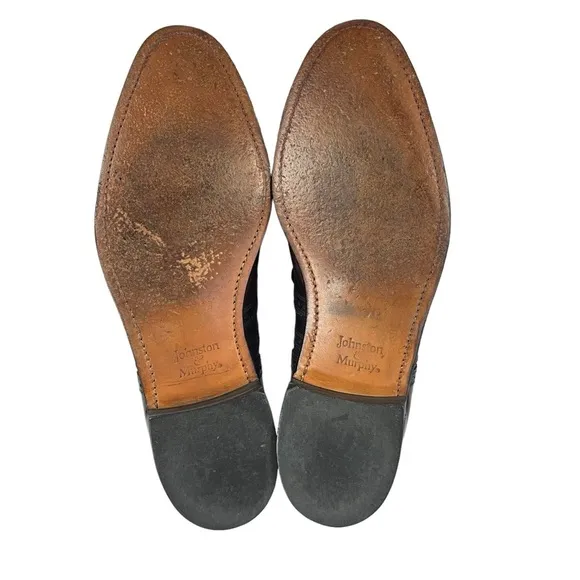 Johnson &amp; Murphy Wingtip Oxford Lace Leather Mens Maroon‎ Shoes Size 11.5