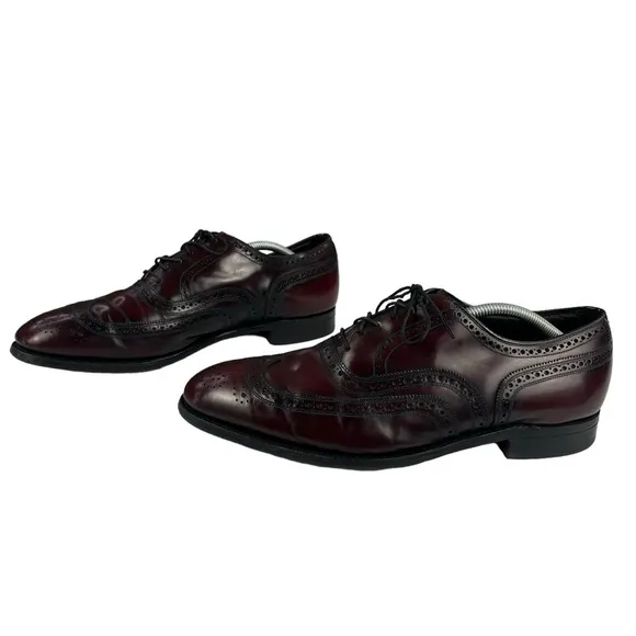 Johnson &amp; Murphy Wingtip Oxford Lace Leather Mens Maroon‎ Shoes Size 11.5