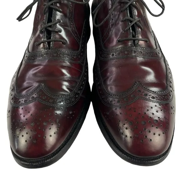 Johnson &amp; Murphy Wingtip Oxford Lace Leather Mens Maroon‎ Shoes Size 11.5