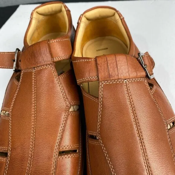 Johnston &amp; Murphy Fisherman Men's size 12 M Sandal Shoes Brown Leather,Outdoor