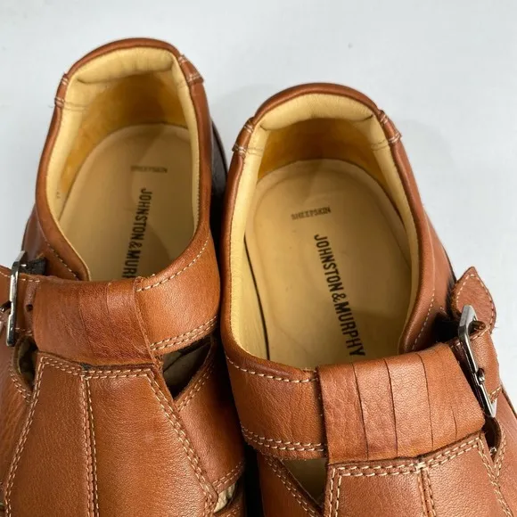 Johnston &amp; Murphy Fisherman Men's size 12 M Sandal Shoes Brown Leather,Outdoor