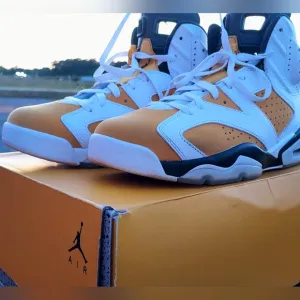 Jordan Athletic Shoes White and Tan Air Jordan 6