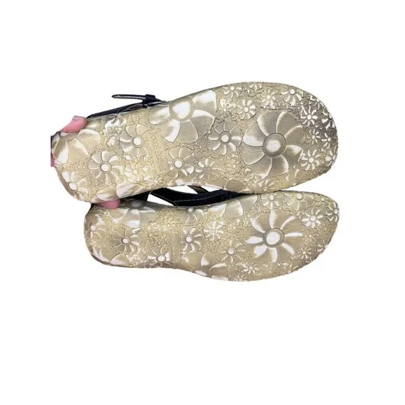 Josef Seibel Womens Black Leather Sandals Size 37/6 Cushioned Insole