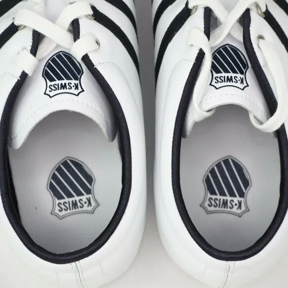 K-Swiss Thin Classic Tennis Womens Shoes White Leather Sneakers SZ 7
