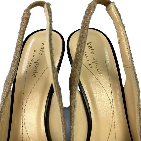 Kate Spade Galore Mink Bow Tweed Slingback Heels Womens Size 8.5‎