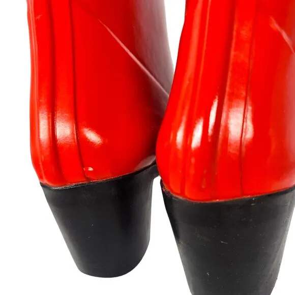 Kate Spade New York Rain Boots 8 Red Polka Dot Mid Calf Zipper All Season Shoes