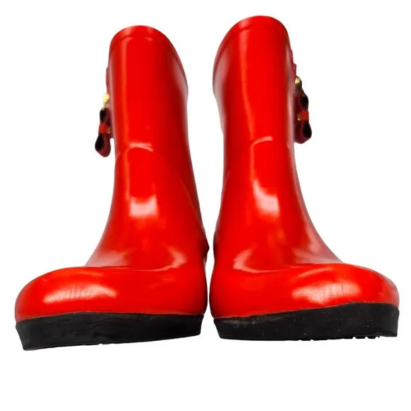 Kate Spade New York Rain Boots 8 Red Polka Dot Mid Calf Zipper All Season Shoes