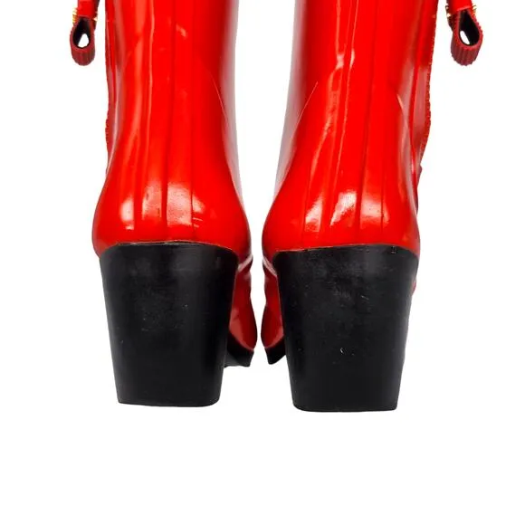 Kate Spade New York Rain Boots 8 Red Polka Dot Mid Calf Zipper All Season Shoes