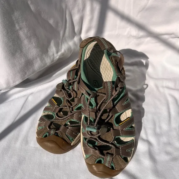 Keen Brown and Green Outdoor Sandals with Protective Toe Cap