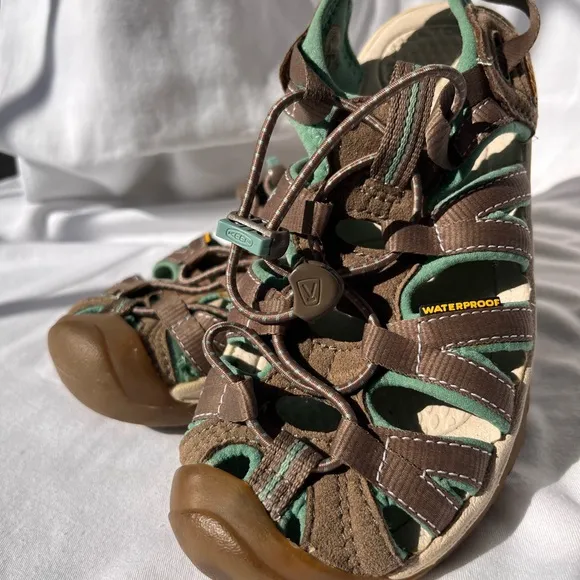Keen Brown and Green Outdoor Sandals with Protective Toe Cap