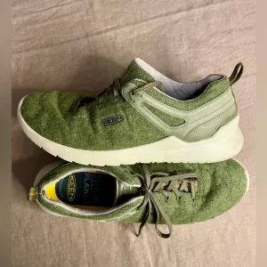 Keen Leather Highland Green Wool Walking Sneaker Shoes 12 Olive/Forest Night