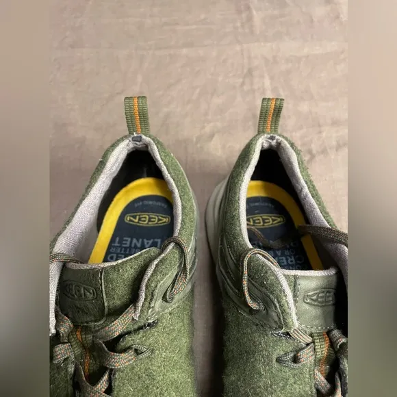 Keen Leather Highland Green Wool Walking Sneaker Shoes 12 Olive/Forest Night