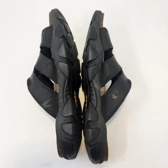 Keen Men Black Leather Slides Slip On Casual Shoes Sandals Size 10 Open Toe