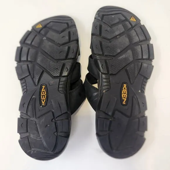 Keen Men Black Leather Slides Slip On Casual Shoes Sandals Size 10 Open Toe