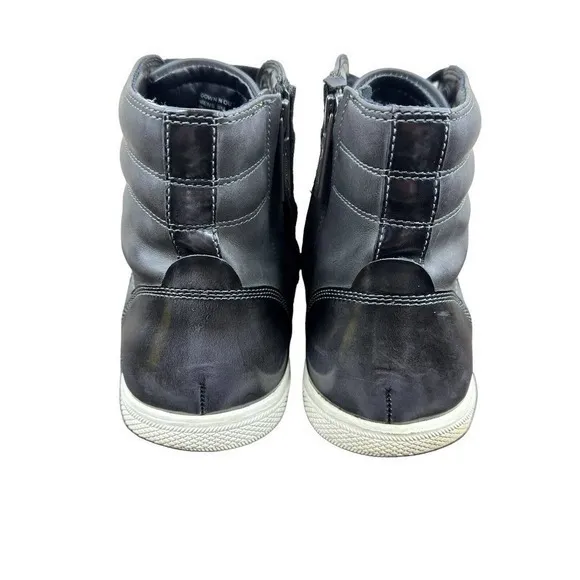Kenneth Cole Mens Size 9M Down N Out‎ Grey Leather Hi-Top Sneakers Shoes