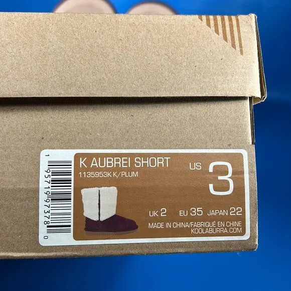 Koolaburra by Ugg Kids Aubrei Short Cold-Weather Plum - 3 - New in box