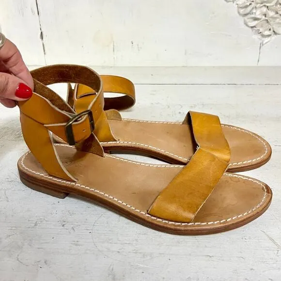 La Botte Gardiane Mage Leather Ankle Strap Sandals Natural Women's Size 40 / 9.5