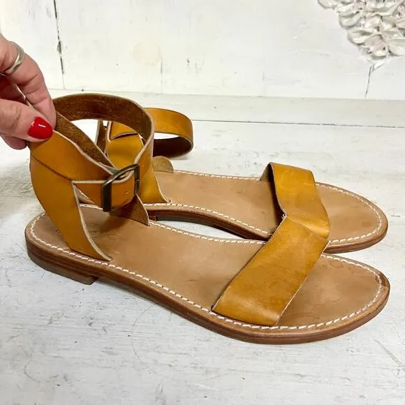 La Botte Gardiane Mage Leather Ankle Strap Sandals Natural Women's Size 40 / 9.5