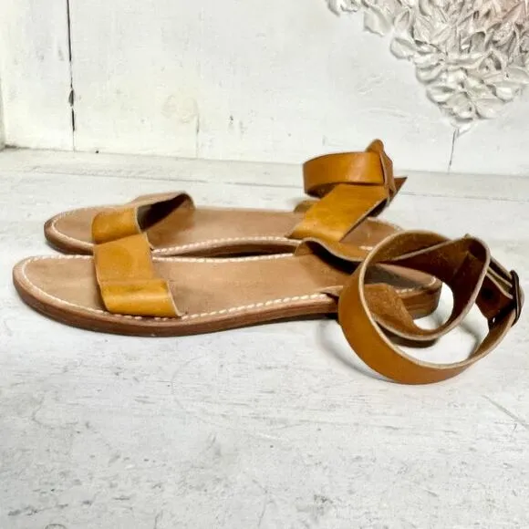 La Botte Gardiane Mage Leather Ankle Strap Sandals Natural Women's Size 40 / 9.5