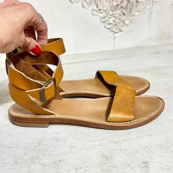 La Botte Gardiane Mage Leather Ankle Strap Sandals Natural Women's Size 40 / 9.5