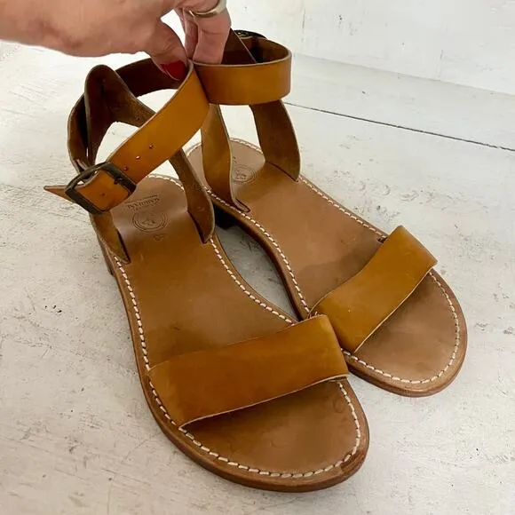 La Botte Gardiane Mage Leather Ankle Strap Sandals Natural Women's Size 40 / 9.5