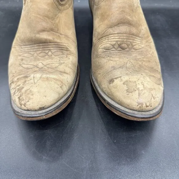 Laredo Brown Leather Western Men Cowboy Boots Size 9D MADE IN USA Outdoor GUC