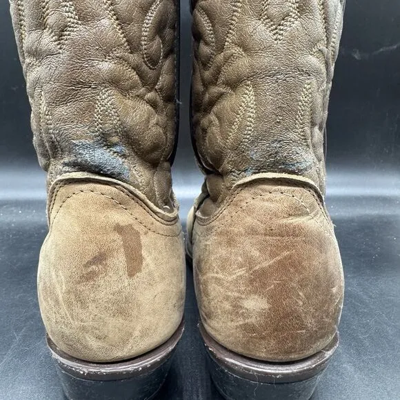 Laredo Brown Leather Western Men Cowboy Boots Size 9D MADE IN USA Outdoor GUC