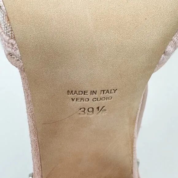 Laurence Dacade Rush Floral Lace Mesh Block Heel Sandals Pink size FR39.5 US8.5