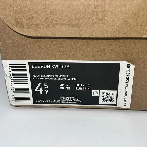 Lebron‎ XVII CW2760900 Kids Multicolor Sneakers Lace Up Low Top Shoes Size 4.5Y