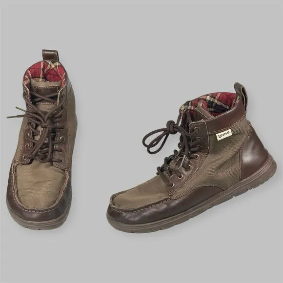 Lems Boulder Boot Men’s EU 42 US 9 Brown Canvas Leather Hiking Outdoor Shoes
