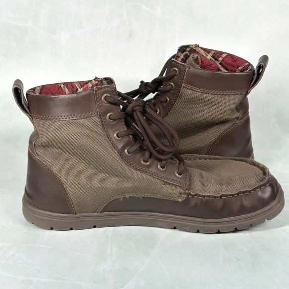 Lems Boulder Boot Men’s EU 42 US 9 Brown Canvas Leather Hiking Outdoor Shoes