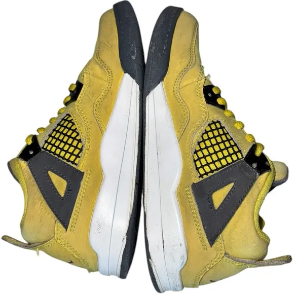 Little Boys Nike Air Jordan 4 GS Yellow/Gray “Midnight Lighting” Sneakers - 1Y