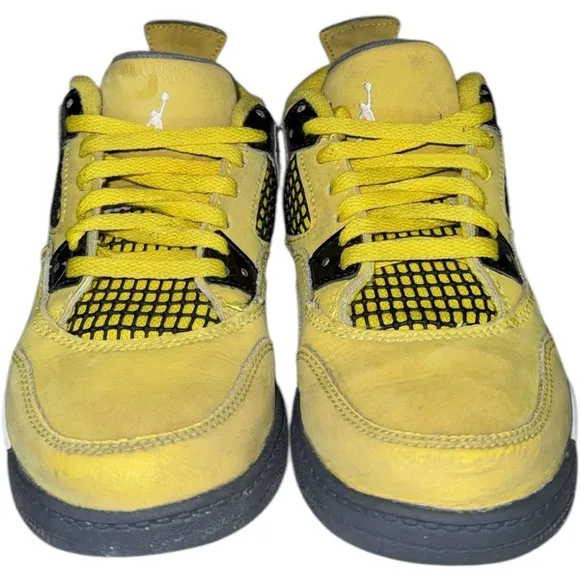 Little Boys Nike Air Jordan 4 GS Yellow/Gray “Midnight Lighting” Sneakers - 1Y