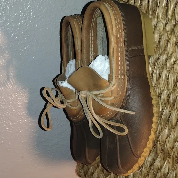LL Bean Brown Rubber Moc Boot Duroble Water Proof Slip On 8/9