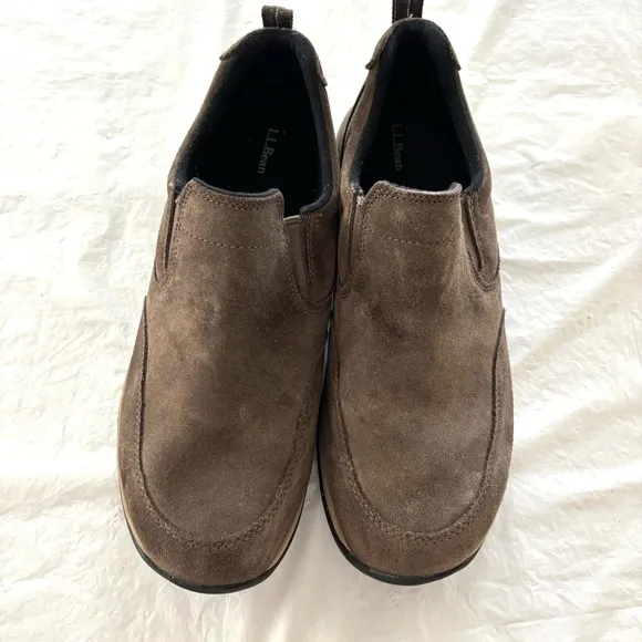 L.L. Bean Comfort Moc Brown Suede Shoes slip on SZ 10 W NWOT