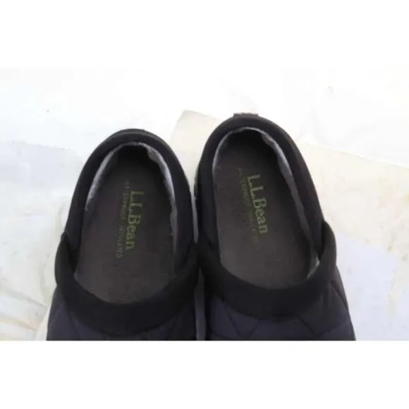 L.L. BEAN quilted slip on shoes black womens comfort winter sz us 8 M