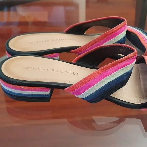 LOEFFLER RANDALL Rubie Suede Stripe Slide sandals Size 7