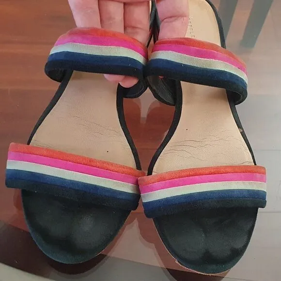 LOEFFLER RANDALL Rubie Suede Stripe Slide sandals Size 7