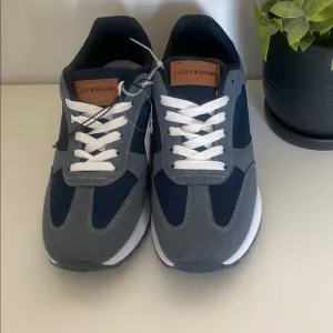 Lucky Brand Gray and Blue Sneakers with Suede and Mesh