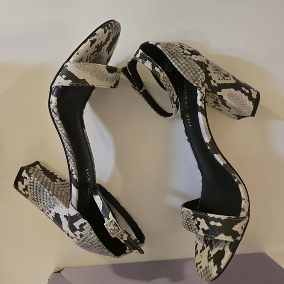 MADDEN GIRL Block Heel Bundle Animal Snake Print &amp; White Sandal Heels