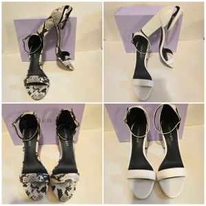 MADDEN GIRL Block Heel Bundle Animal Snake Print &amp; White Sandal Heels