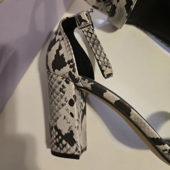 MADDEN GIRL Block Heel Bundle Animal Snake Print &amp; White Sandal Heels