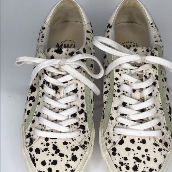Madewell Sidewalk Low Top Sneakers in Spatter Painted Calf Hair.