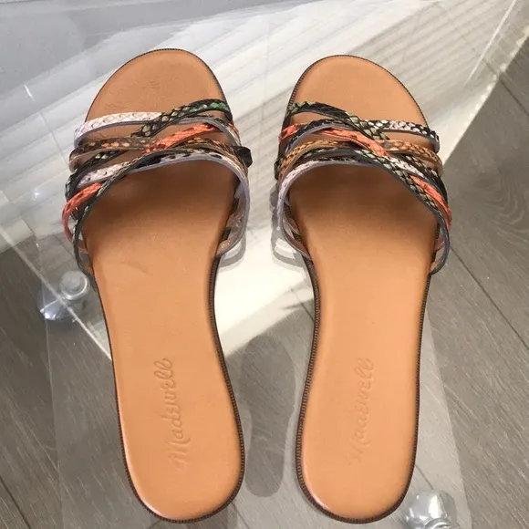 Madewell The Tracie Crisscross Slide Sandal in Snake Embossed Leather