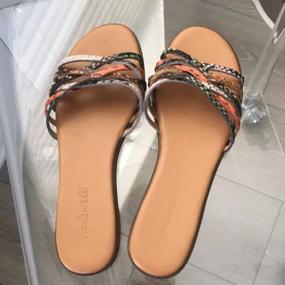 Madewell The Tracie Crisscross Slide Sandal in Snake Embossed Leather